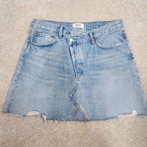 Agolde organic cotton asym denim miniskirt
